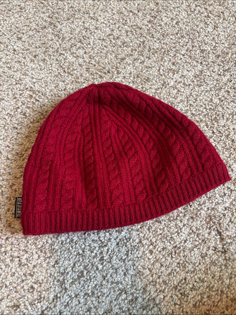 Turtle Fur Cable Knit Merino Wool Blend Red Beanie One Size | winter | gorpcore